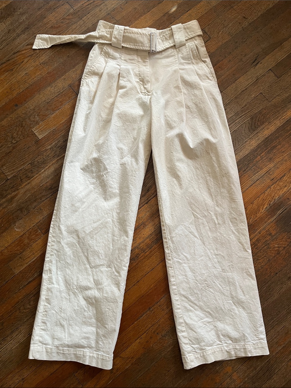 Mango Cream High-Waist Pleated Trousers